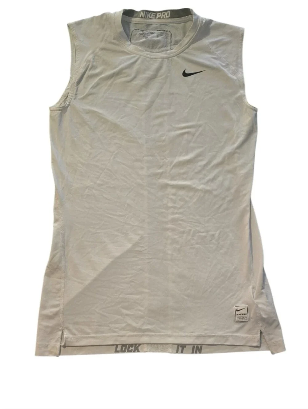 Nike Pro Dri-FIT Sleeveless Compression Tank In White Size XL